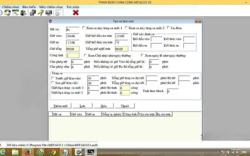 Phần mềm máy chấm công MITACO
